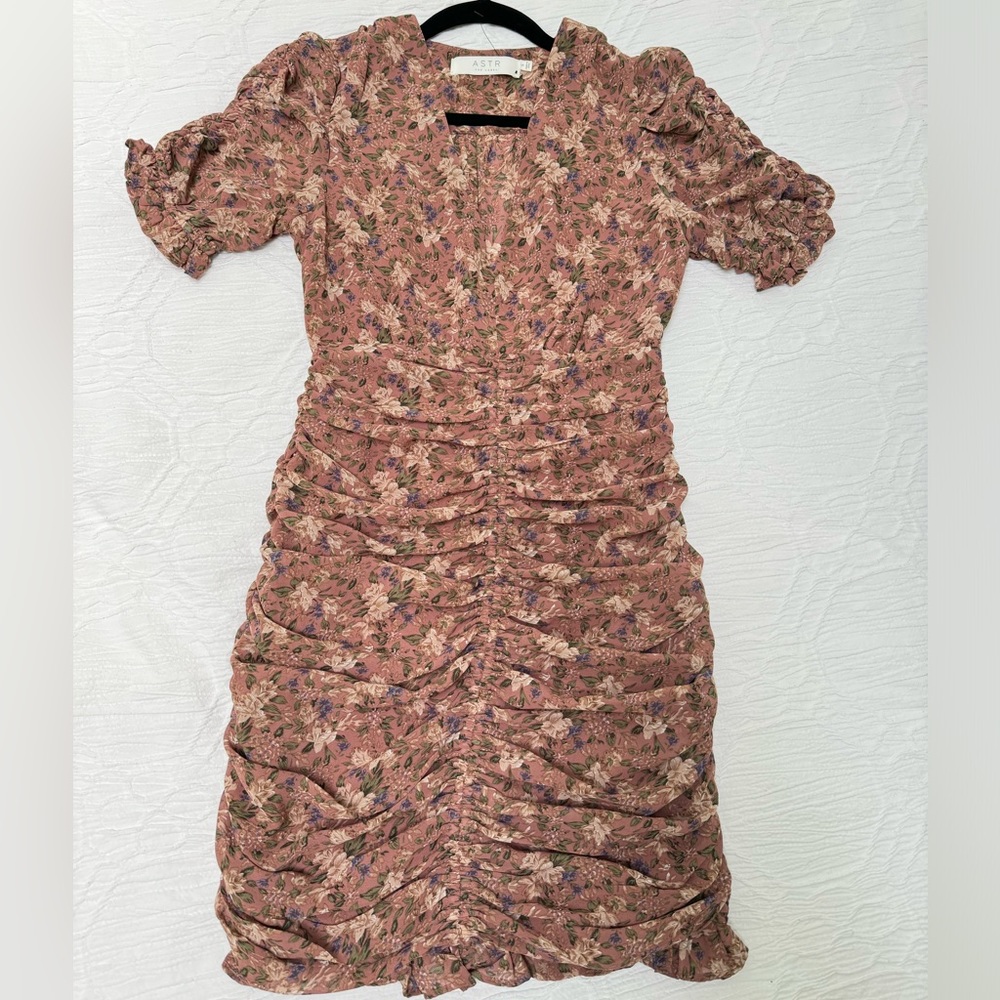 ASTR floral rouched vneck dress from Nordstrom